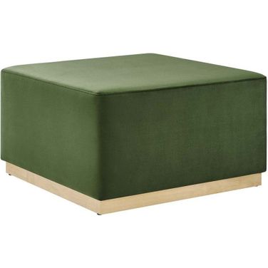 Tilden 28 Inch Performance Velvet Upholstered Large Round Ottoman In Moss Green