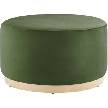 Tilden 29 Inch Performance Velvet Upholstered Large Round Ottoman In Moss Green