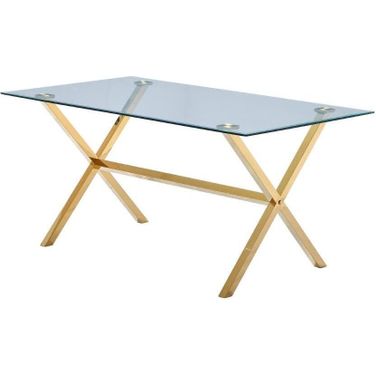 Timber 63 Inch Rectangular Metal Dining Table In Gold