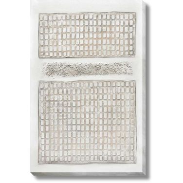 Timeless Gridded Texture Canvas Wall Art In Ivory