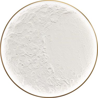 Timeless Lunar Relief - 32" x 32" - Hand-Painted LED Canvas In Ivory and White