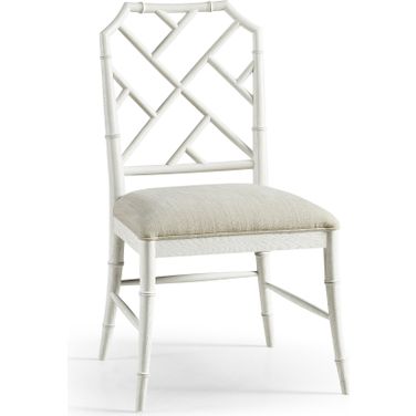 Timeless Saros Chippendale Bamboo Side Chair In Chalk White