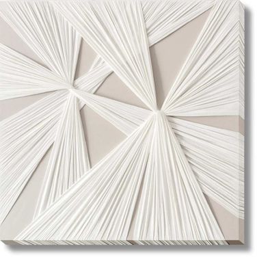 Timeless Textured Luxe Geo Canvas Wall Art In Beige and White