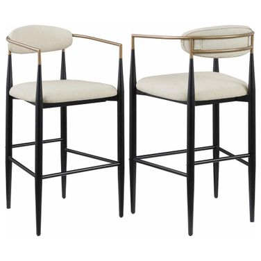 Tina Fabric Upholstered Bar Chair Set of 2 In Beige