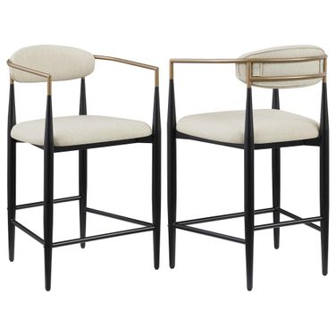 Tina Fabric Upholstered Counter Chair Set of 2 In Beige