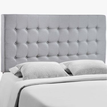 Tinble Sky Gray Queen Upholstered Fabric Headboard