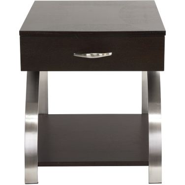 Tioga Espresso And Brushed Chrome Metal End Table