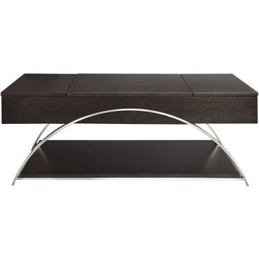 Tioga Espresso And Brushed Chrome Metal Lift Top Cocktail Table