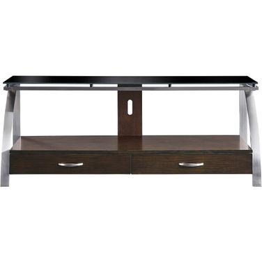 Tioga Espresso And Brushed Chrome Metal TV Stand