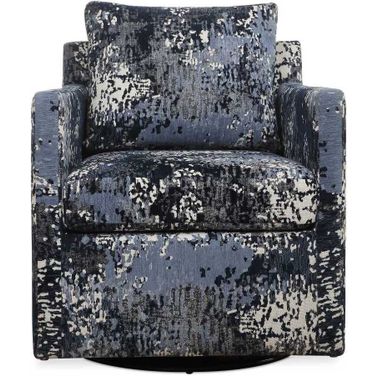 Tisdell Patterned Swivel Chair In Blue