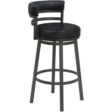 Titana 30 Inch Bar Height Metal Swivel Barstool In Ford Black Pu and Mineral Finish