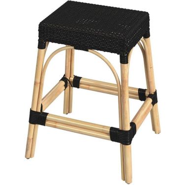 Tobias 24.5 Inch Rattan Black Counter Stool