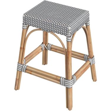 Tobias 24.5 Inch Rattan Rectangular Counter Stool In Gray