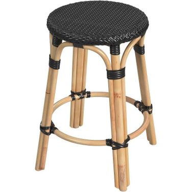Tobias 24 Inch Black Rattan Round Counter Stool