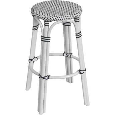 Tobias 30 Inch White Round Rattan Bar Stool