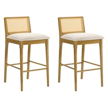 Tobias Bar Height Bar Stool Set of 2 In Amber Glow and White