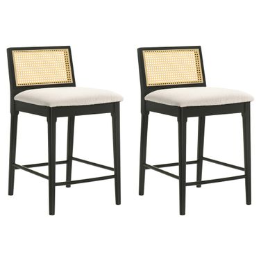 Tobias Bar Height Bar Stool Set of 2 In Black and White