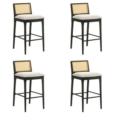 Tobias Bar Height Bar Stool Set of 4 In Black and White