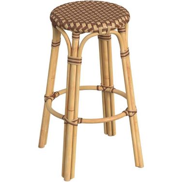 Tobias Brown Round Rattan Bar Stool