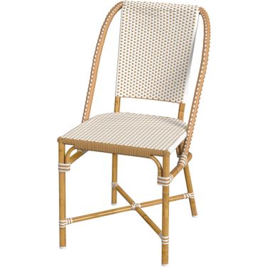 Tobias Outdoor Rattan Dining Chair In Beige and White