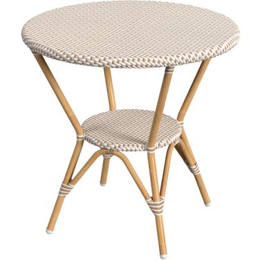 Tobias Outdoor Rattan Round Bistro Table In Beige and White