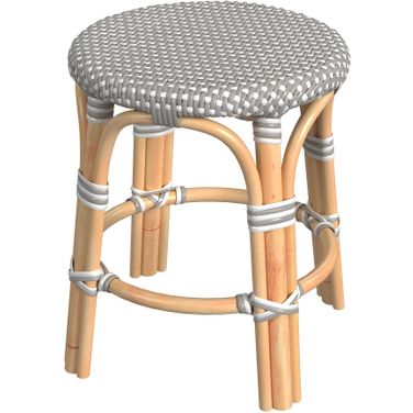 Tobias Rattan Round 18 Inch Stool In Gray and White