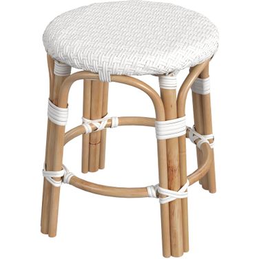 Tobias Rattan Round 18 Inch Stool In White