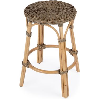 Tobias Rattan Round 24 Inch Counter Stool In Brown