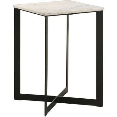 Tobin Square Marble Top End Table White and Black