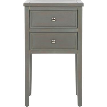 Toby French Gray End Table with 2 Storage Drawers