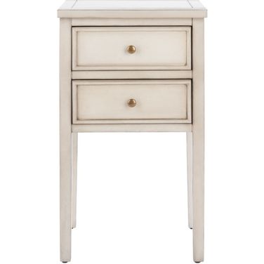 Toby White Birch End Table with 2 Storage Drawers