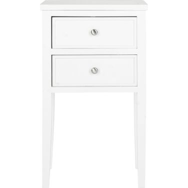 Toby White End Table with 2 Storage Drawers