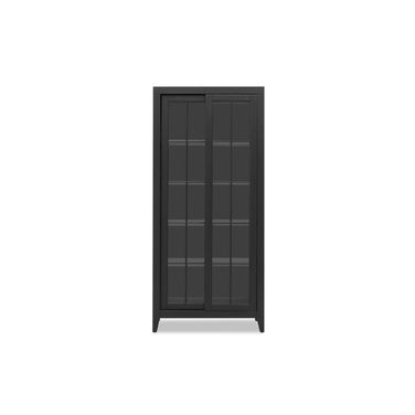 Today's Traditions Sliding Door Display Cabinet In Blacksmith