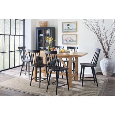 Todays Traditions Counter Height Dining Room Set In Natural Hickory And Blacksmith