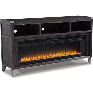 Todoe Gray LG TV Stand With Wide Fireplace Insert