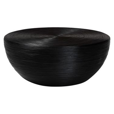 Tokyo Laminated Natural Rattan Coffee Table In Black