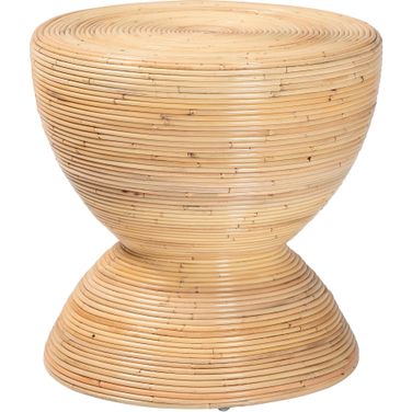 Tokyo Laminated Natural Rattan Side Table In Natural Brown