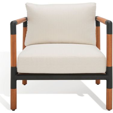 Tommy Metal And Wood Patio Chair In Black And White