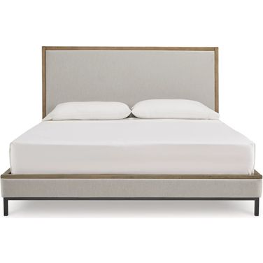 Tomtyn King Upholstered Bed In Light Brown