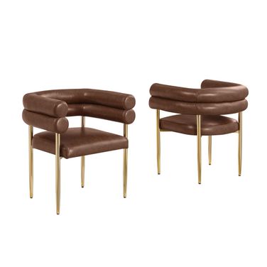 Tony Leather Air Upholstered Dining Chair Set of 2 in Mocha