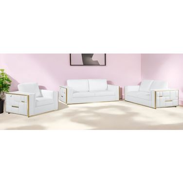Top Grain Leather Five Person Seating Set In White