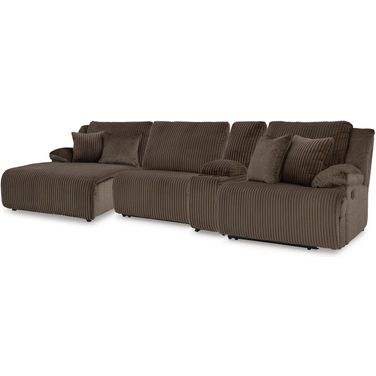 Top Tier 4-Piece Reclining Sectional with Chaise In Chocolate