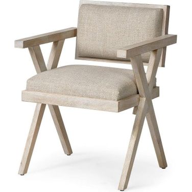 Topanga I Cream Fabric Wrap Blonde Wooden Frame Dining Chair