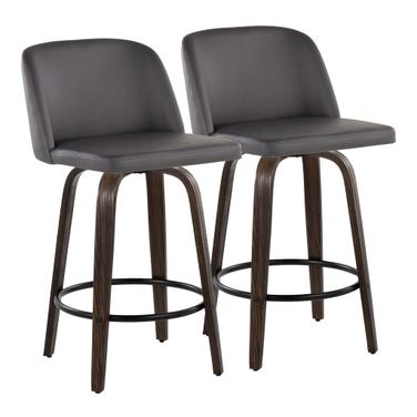 Toriano 26 Inch Fixed Height Counter Stool Set of 2 In Gray Walnut