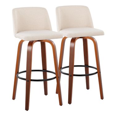 Toriano 30 Inch Fixed Height Barstool Set of 2 In Cream/Brown