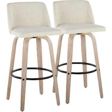 Toriano 30 Inch Fixed Height Barstool Set of 2 In Cream/Natural