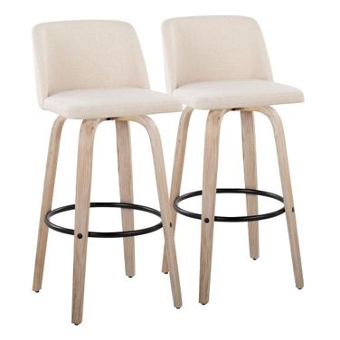 Toriano 30 Inch Fixed Height Barstool Set of 2 In Cream