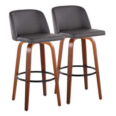 Toriano 30 Inch Fixed Height Barstool Set of 2 In Grey