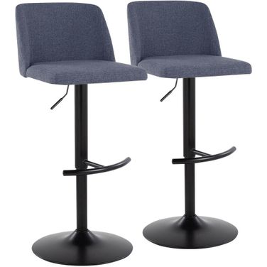 Toriano Adjustable Barstool Set of 2 In Blue/Black