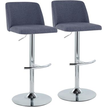 Toriano Adjustable Barstool Set of 2 In Blue/Chrome